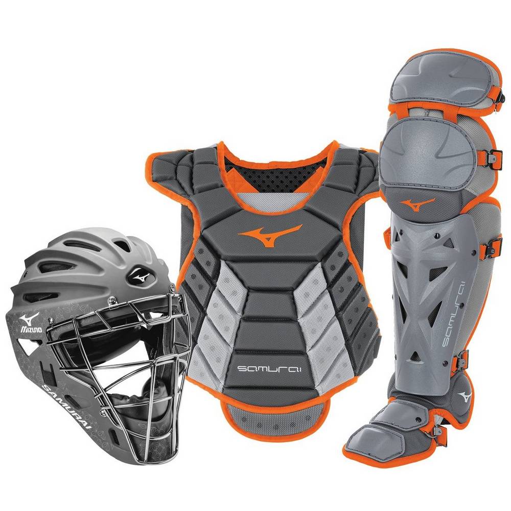 Mizuno Samurai Boxed (13-14") - Bayan Catchers Gear - Gri/Turuncu Türkiye (VPSMAU-057)